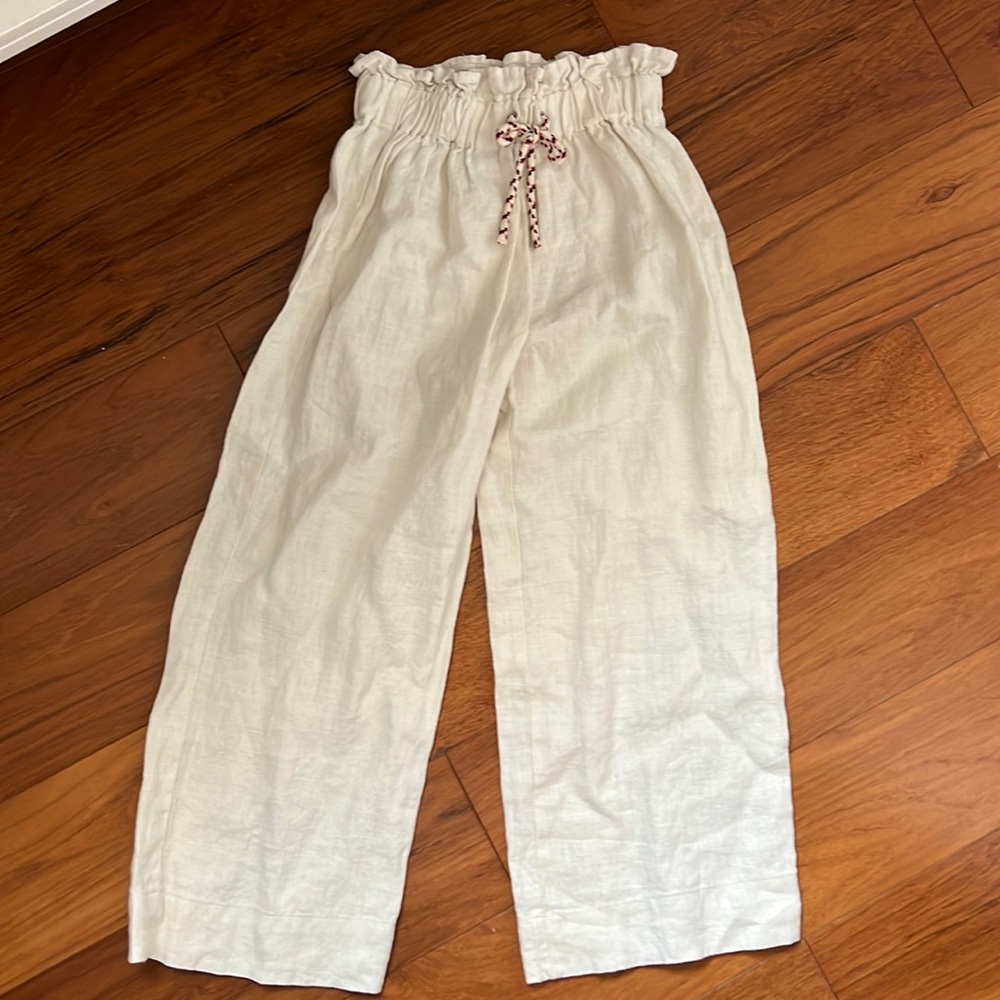 Zara Kids Paper Bag Pants in ivory
